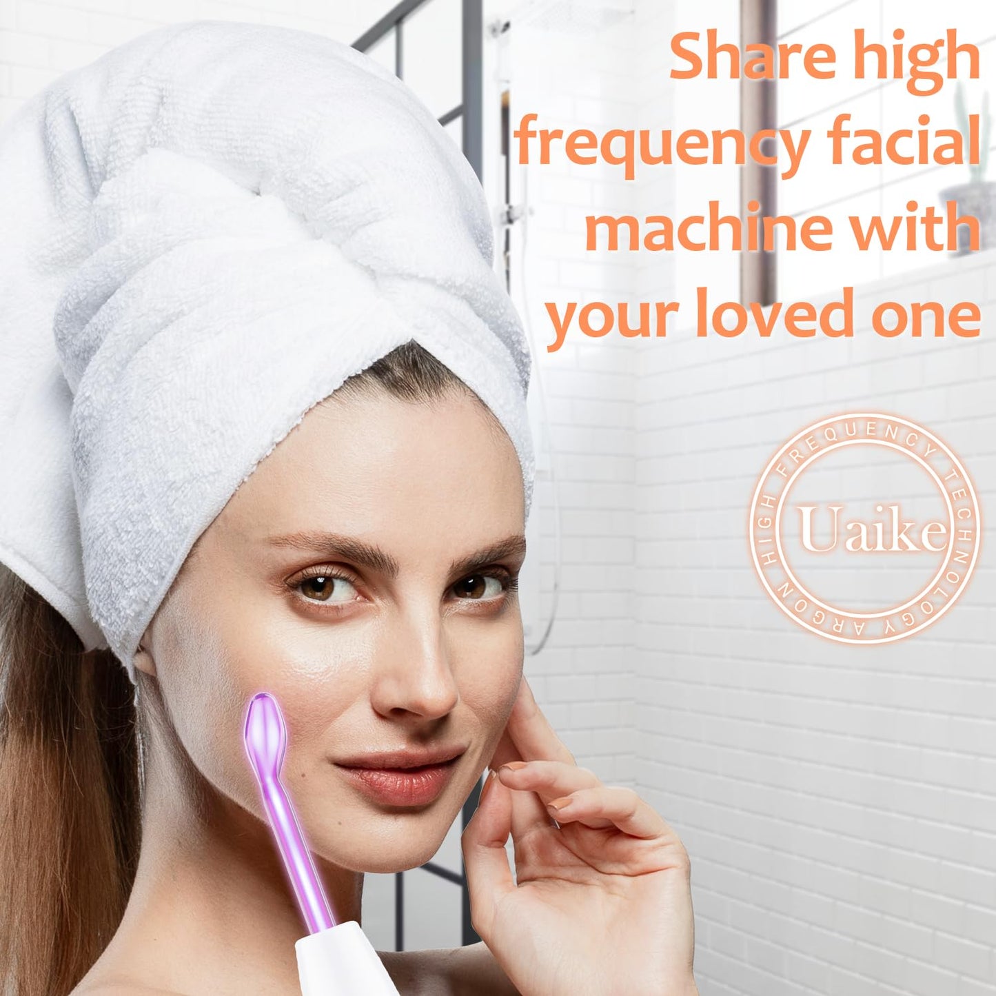 High Frequency Facial Wand -  4 in 1 Violet Portable Handheld | High Frequency Facial Machine - at Home Face Skin Wand Device with 4 Pcs Purple Glass Tubes